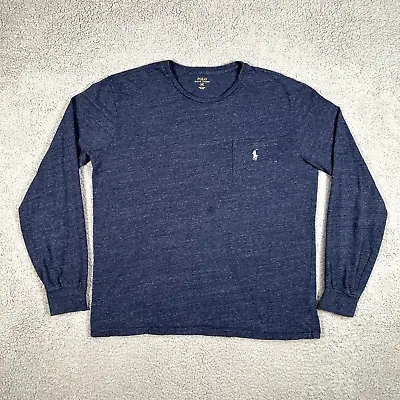 Polo Ralph Lauren Shirt Mens Medium Blue Pocket Long Sleeve Casual Outdoor • $12.95