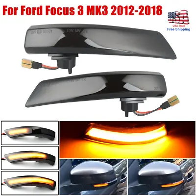 Dynamic Smoke LED Mirror Turn Signal Lights For Ford Focus 3 MK3 2012-2018 SE/ST • $16.99