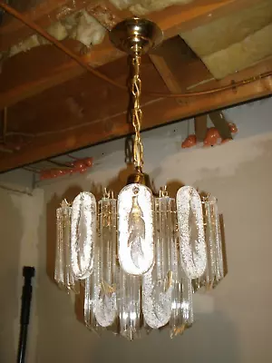 2 Tier Vintage Murano Glass 32 Hand Blown Glass Leaves And Crystals • $300