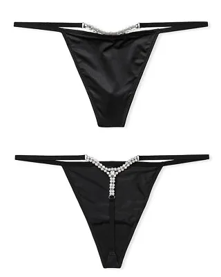 $18.75 • Buy Victorias Secret Very Sexy Micro Rhinestone V-string Thong Panty Xs S M L Xl Nwt