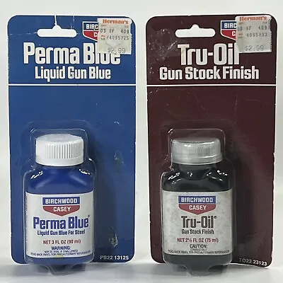 Vintage Birchwood Casey Tru-Oil Gun Stock Finish & Perma Blu Liquid Gun Blue NOS • $27.99