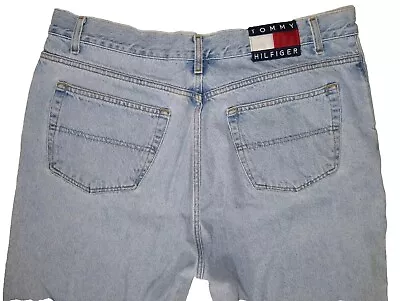 Vintage Tommy Hilfiger Jeans Mens 38x32 Denim Big Flag Light Wash Freedom  • $39.99