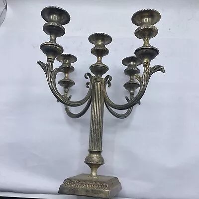 VINTAGE CANDLE HOLDER CANDELABRA 5 CANDLE HOLDER 4 ARM  11 X8  SILVER PLATED • $63.98