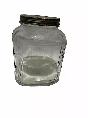 Vintage Clear Glass Candy Nut Treats Jar Office Table Desk Container Canister • $5