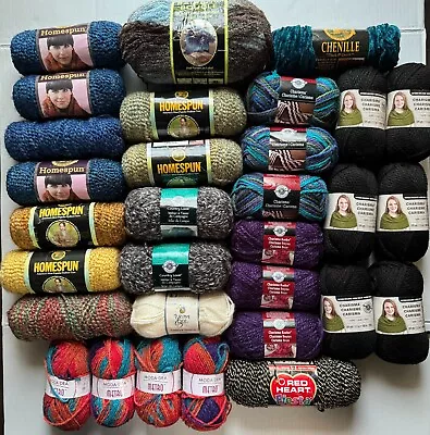 LOT 29+ SkeinsYarn LION BRAND HOMESPUNLOOPS & THREADS ACRYLIC MULTI COLORS • $38