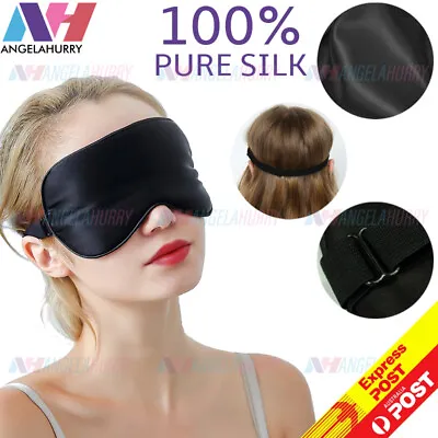 $7.99 • Buy 100% Pure Silk Sleeping Eye Mask Sleep Soft Blindfold Lights Out Travel Relax AH