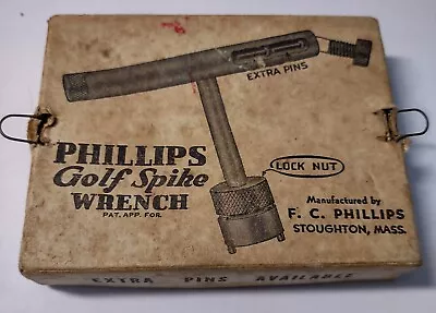 Vintage Phillips Golf Spike Wrench 2 Extra Pins Original Box $1.45 Price Tag • $7.99