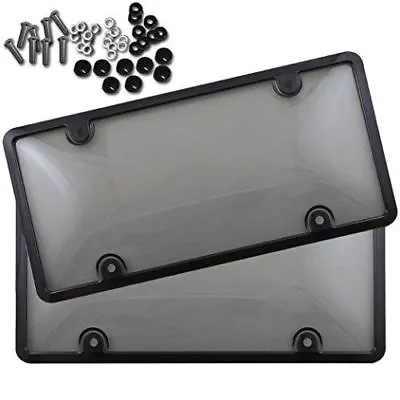 $11.95 • Buy 2x UNBREAKABLE Tinted Smoked License Plate Tag Shield Cover And Frame 