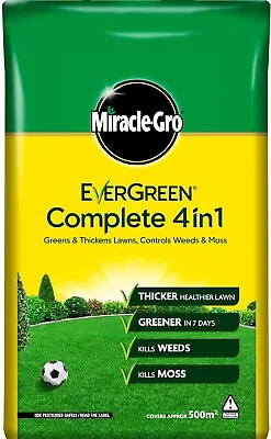 Miracle-Gro Evergreen Complete Lawn Feed Weed Moss Killer 4in1 500m2 17.5kg Bag • £38.99