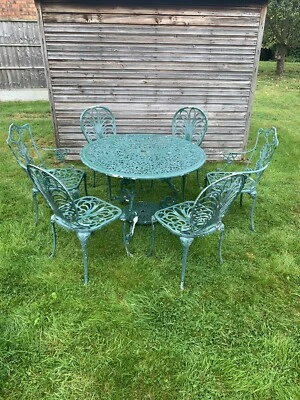 £295 • Buy Cast Aluminium Country House Patio Set, Table & Six Chairs Inc Two Armchairs