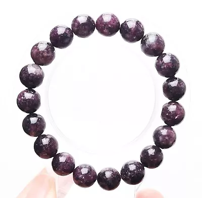 10mm Natural Purple Lepidolite Quartz Crystal Gemstone Beads Bracelet • $7