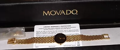 14K Solid Yellow Gold Movado Museum Swiss Quartz Ladies Watch Panther Bracelet • $2899