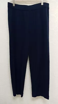 Misook Navy Blue Knit Pull On Straight Leg Pants Size Petite Medium • $81