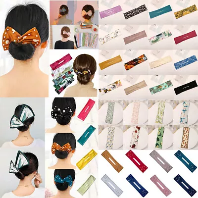 Magic Hair Bun Maker Bow Lazy Curling Iron Styling Tool Printing Hair Band Clip • £4.16