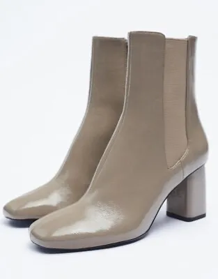 $39.99 • Buy Zara Beige Leather Ankle Heeled Boots New Size 6