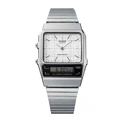 Casio AQ800E-7A Vintage Styled Analog/Digital Silvertone Watch Alarm Chrono • $40