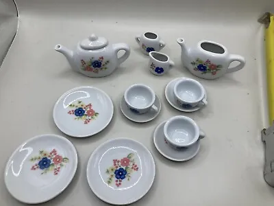 Keywick Ltd. 14 Pc Vintage Floral Porcelain Ceramic  Miniature Toy Tea Set 1960s • $12