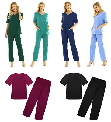 £16.74 • Buy Men Women 2Pcs Unisex Doctor Cosplay Scrubs Uniform Formal Set Nurse Work Suit 