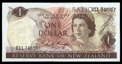 New Zealand - $1 Note - Knight - E11 748397 - Major Error - Wet Ink Transfer ... • $482.70