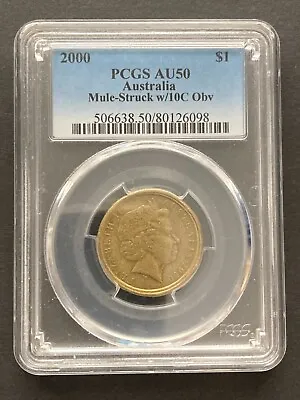 2000 Australian $1 Mule Coin - Struck With 10 Cent Obverse Die. PCGS AU50. • $577.95