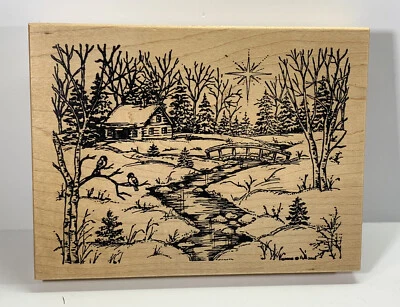 $8.99 • Buy Northwoods CABIN THE WOODS Wood Mount Rubber Stamp STREAM 2003 Unused