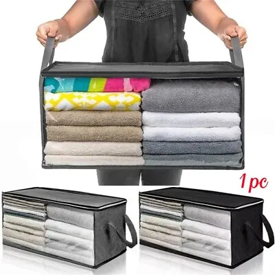 1x Underbed Storage Bags Clothes Zipped Organizer Under Bed Wardrobe Closet Box • £5.69