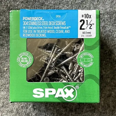 $49.97 • Buy SPAX 304 Stainless Deck Screws #10 - 2 1/2  W/Star Bit - Qty 250 - 3 Lbs Germany