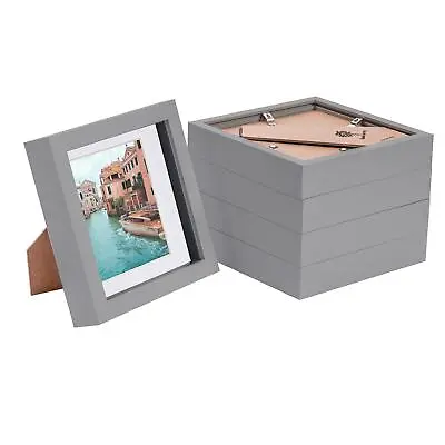£21.99 • Buy 5x Grey 6  X 6  Acrylic 3D Box Photo Picture Frame - White 4  X 4  Mount