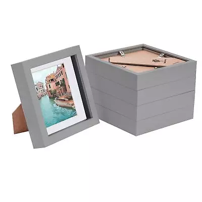 £21.99 • Buy 5x Grey 6  X 6  Acrylic 3D Box Photo Picture Frame - White 4  X 4  Mount