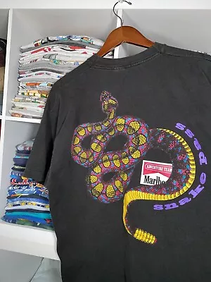 Vintage Marlboro Adventure Team Snake Pass Men’s Double Sided Black T-Shirt - XL • $200