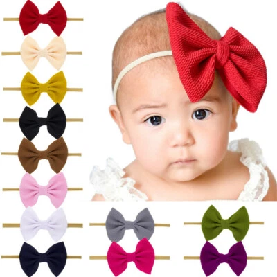 $12.99 • Buy 12pcs Baby Girls Newborn Elastic Bow Headband Toddler Kids Hair Band Headwear