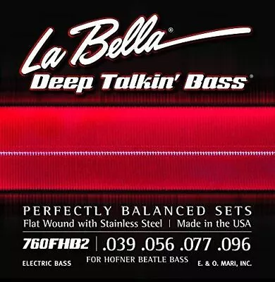 La Bella Base String 760 FHB 2 Hofner Beatle Bass 039 - 100 Stainless Flat Wound • $66.41