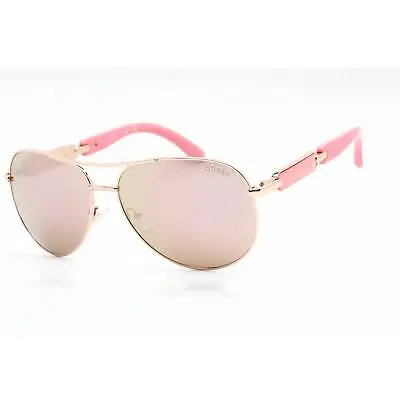 Guess Women's Sunglasses Full Rim Shiny Rose Gold Metal Aviator Frame GU7295 28G • $27.17
