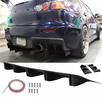 $39.28 • Buy Car Rear Bumper Lip Diffuser Splitter 5-Fins Glossy For Mitsubishi Lancer EVO X
