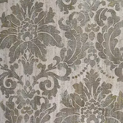 Fine Decor Insignia Grey Taupe Bronze Tarnished Damask Wallpaper Paste The Wall • £9.99