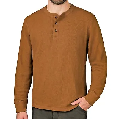 £11.99 • Buy Mens Long Sleeve T-Shirt Thermal Henley Grandad Warm Waffle Knit Winter Cuff Tee