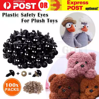 100/200PCS Plastic Safety Eyes For Teddy Bear Doll Toy Animal Felting DIY 6-12mm • $13.38