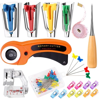 $9.93 • Buy Sewing Fabric Bias Tape Making Kit , 4 Size Bias Tape Maker Tool , Rotary Knife