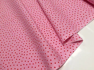 Cath Kidston Ikea ROSALI 100% Cotton Fabric Material -150cm Wide RED SPOTS PINK • £5.99