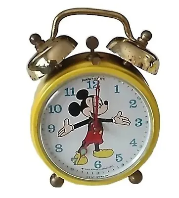 Works-Vintage 60s Disney PhinneyWalker Mickey Mouse Travel Alarm Clock W Germany • $39.99