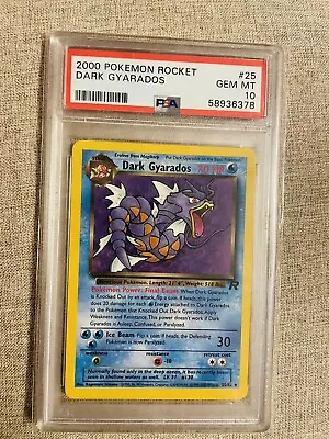2000 Pokemon Rocket: # 25 Dark Gyarados PSA 10 GEM MINT • $70