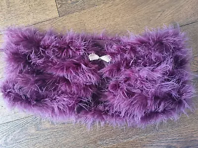 Vintage Style Real Marabou Purple Feather Cape Shawl With Brooch Clsp UK8 Small • £30