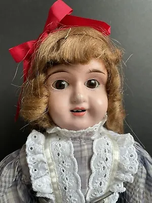 Antique German 22” Alfred Heller (?) Metal Head Glass Eyes Doll • $92