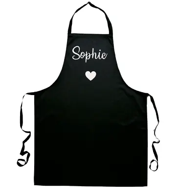 Kids Heart Apron Personalised Name Any Colour With 2 Pockets Boys Girls Unisex • £12.24