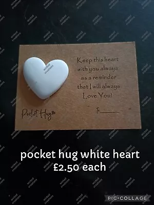 Little Pocket Hug Heart Token Keepsake Gift _  White   • £2.75