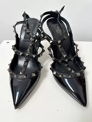Designer Valentino Garavani Size 38.5 EU 7.5 AU Black Rockstud Women's Heels • $300