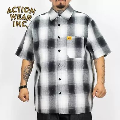 Fb County Mens Short Sleeve Checker Shirt Casual Flannel Shirts Hip Hop Lowrider • $32.95