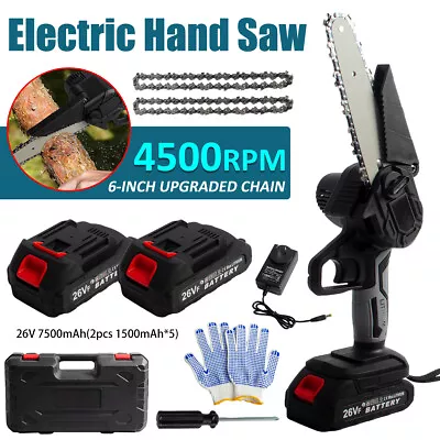 6'' Mini Cordless Electric Chainsaw Grey Wood Cutter Saws + 2 Battery For Makita • $35.99