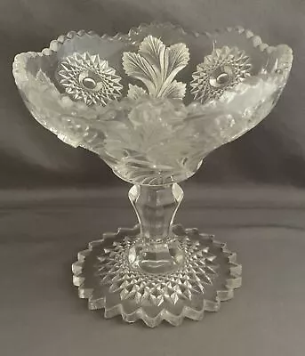 EAPG Millersburg Glass Compote BEAUTIFUL Pattern Starburst Hobstar And Feather • $31.50