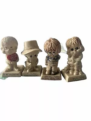 Vintage 1970s Russ Wallace Berrie Lot Of 4 Love  Resin Statue Figurine 1973 USA • $13.45